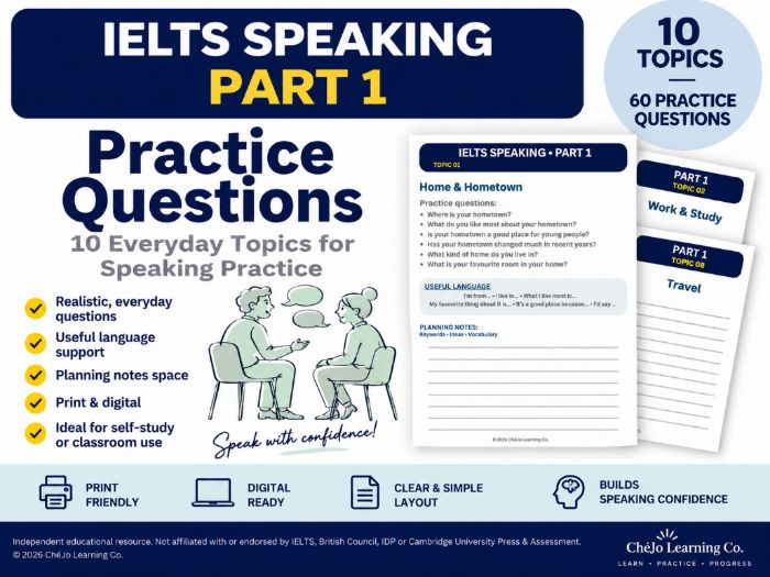 10 IELTS Speaking Part 1 Practice Questions – Everyday Topics