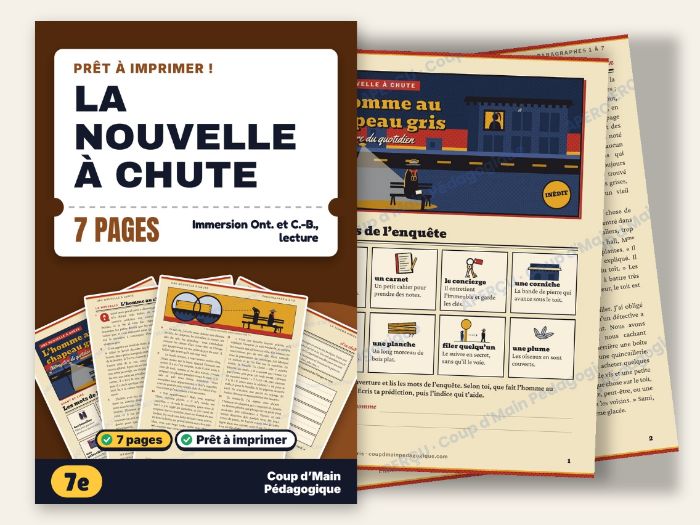 French Immersion Grade 7 Short Story with a Twist | L'homme au chapeau gris
