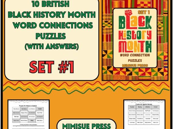 10 Black History Month (British) Word Connections Puzzles SET 1 (Game)