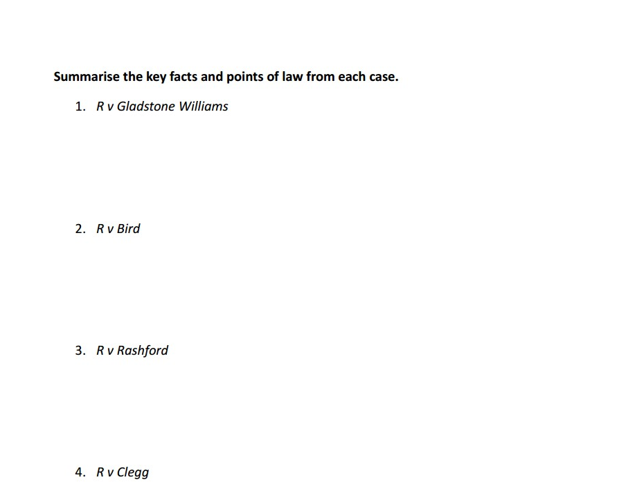 Criminal law - key cases tests (AQA A-level law)