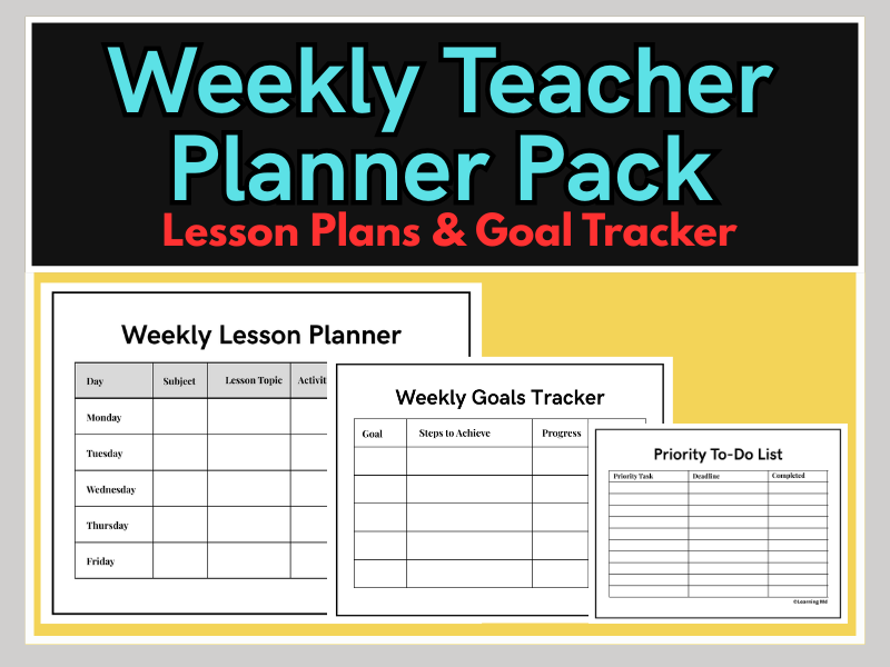 Weekly Teacher Planner Pack | Lesson Plans & Goal Tracker