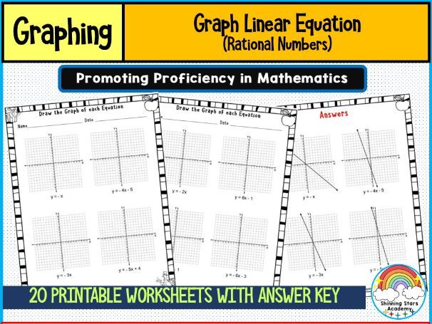 Graph the Linear Equation with Rational Numbers Worksheets Graphing Math