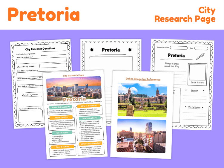 Pretoria City Research Project | South Africa Geography Worksheets