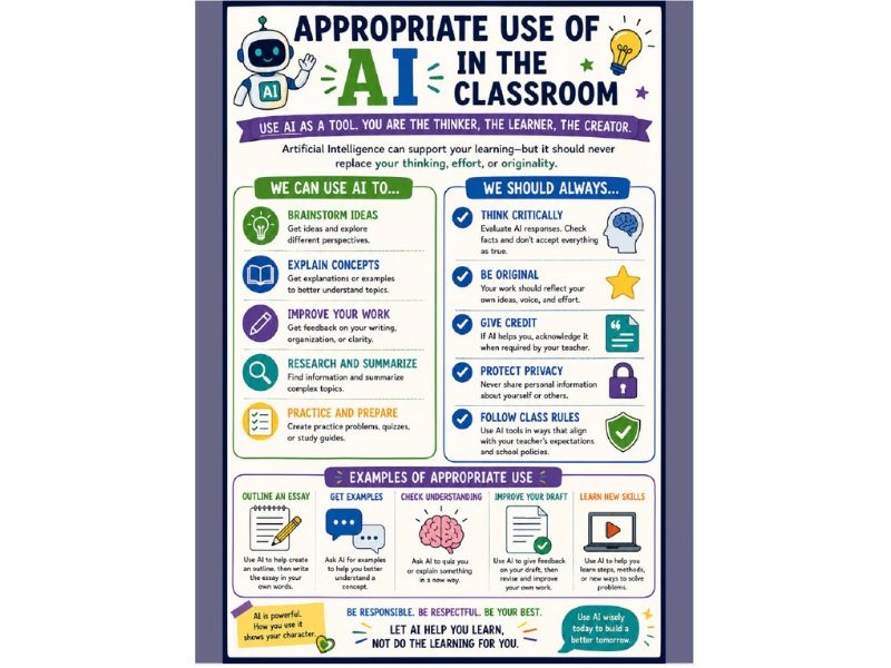 Appropriate Use of Artificial Intelligence (AI) Classroom Poster 18"x24"