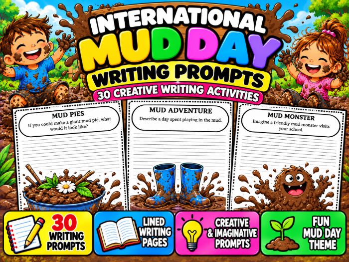 International Mud Day Writing Prompts | 30 Mud-Themed Creative Writing Activities