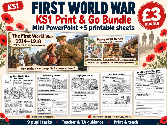 WWI KS1 Mini PPT + 5 Printable Sheets