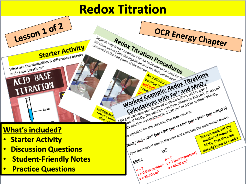 OCR Redox Titrations (Part 1) Teaching Resources