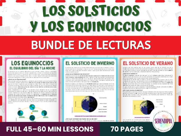 Winter & Summer Solstice & The Equinoxes Reading Passages and Comprehension Activities in Spanish B2-C1-C2 Level | BUNDLE