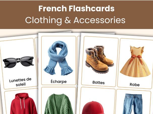 French Clothing Flashcards | 48 Real Photo Vocabulary Cards | Printable Learning Resource
