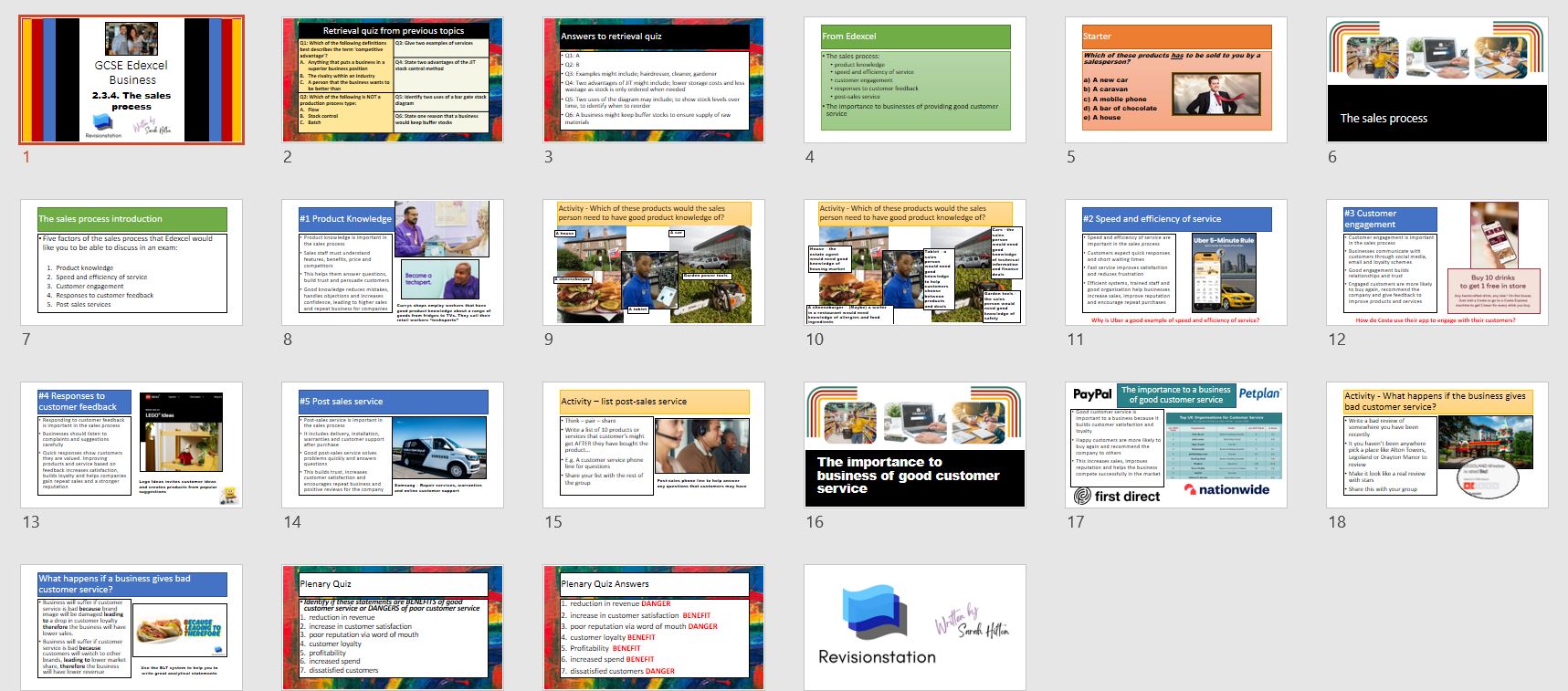 Edexcel GCSE Business 2.3.4 The sales process 234 Complete lesson ...