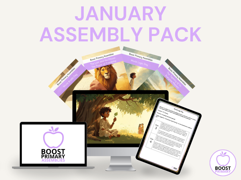 KS2 January Assembly Pack – 4 Scripts, Slides & Playlist