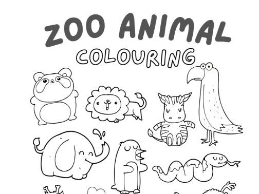 Zoo animal colouring pages