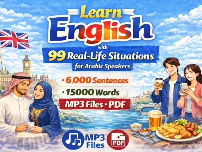 Learn English for Arabic Speakers, 6,000 Sentences, 15,000 Words(MP3 & PDF)