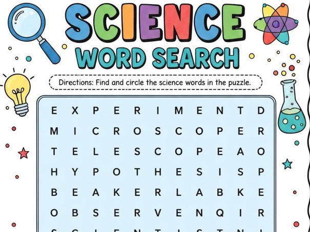 Scientific Method Vocabulary Wordsearch