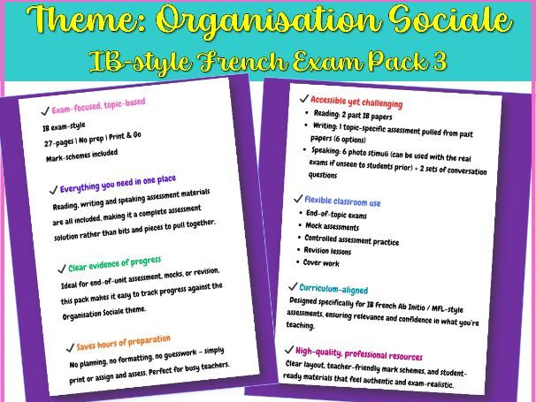 IB French Ab Initio Assessment – Writing, Reading & Speaking | Organisation Sociale (3)