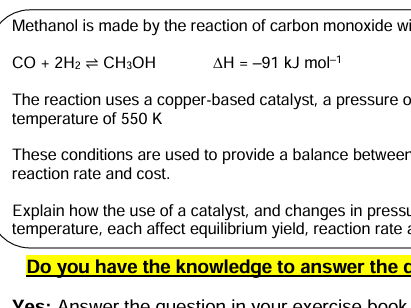 AQA Chemistry GCSE and AS level, Explaining equilibrium 6-mark question development
