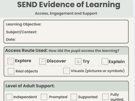 SEND Evidence of Learning Recording Sheet