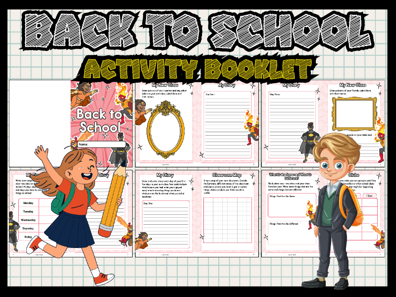 Back to School Activity Booklet | First Week Reflection, Timetable & Diary