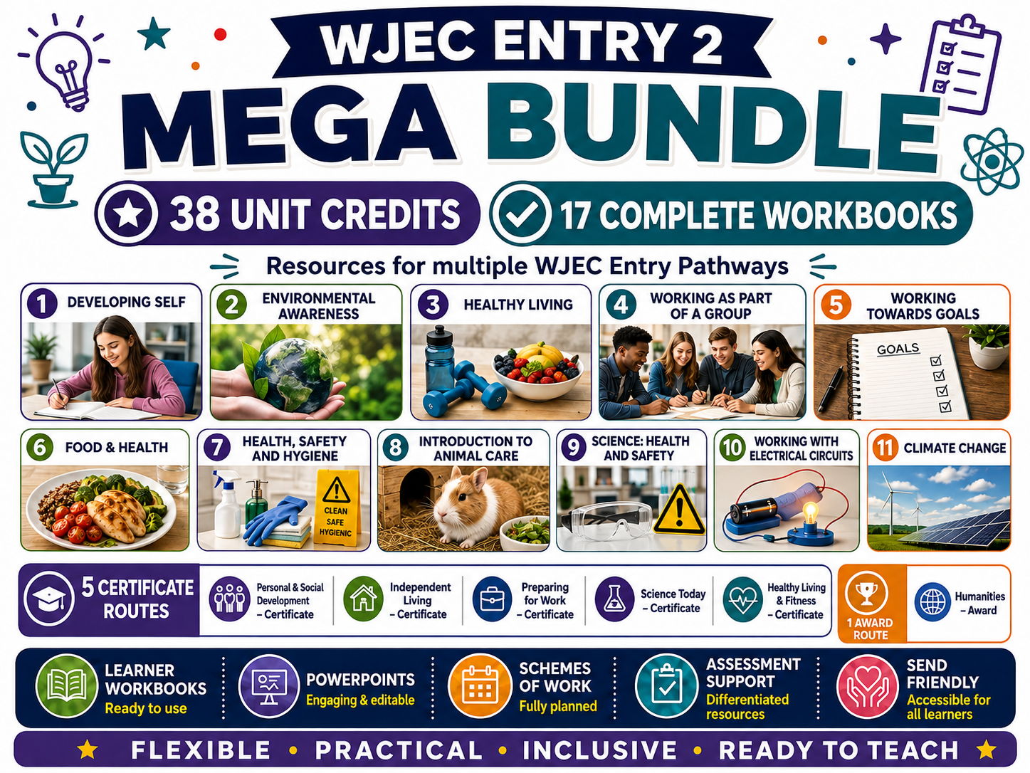 WJEC Entry 2 MEGA Bundle | 17 Complete Workbooks | 38 Unit Credits | Multiple Qualifications