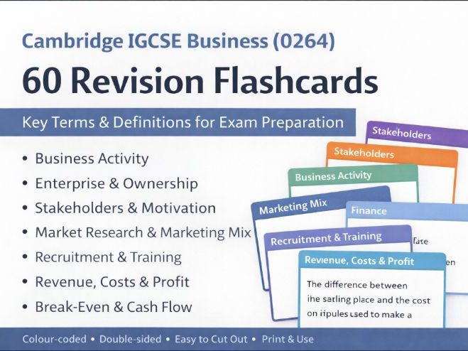 Cambridge IGCSE Business (0264) Revision Flashcards | 60 Key Terms & Definitions