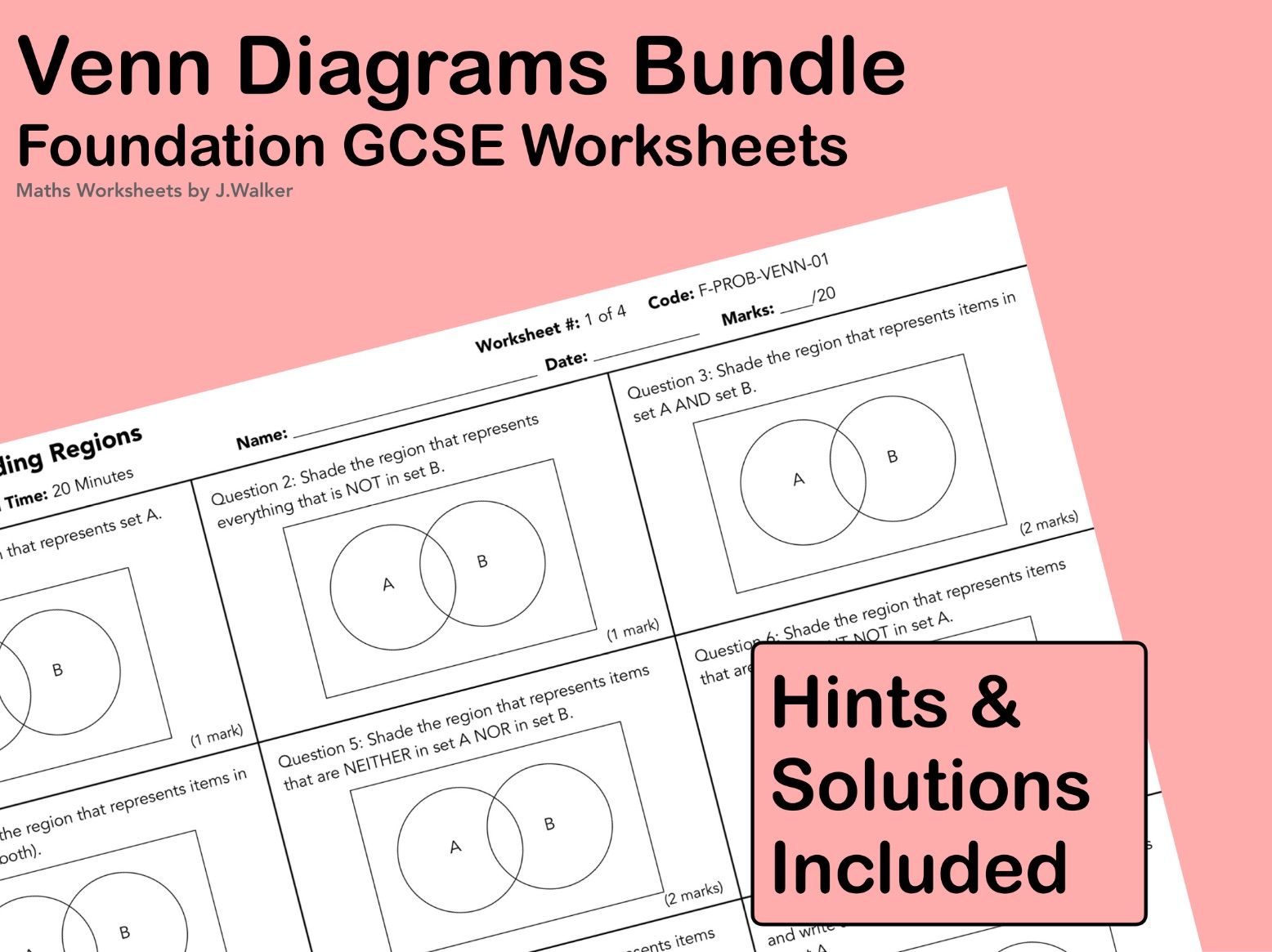 GCSE Maths: Venn Diagrams Bundle - Foundation Tier