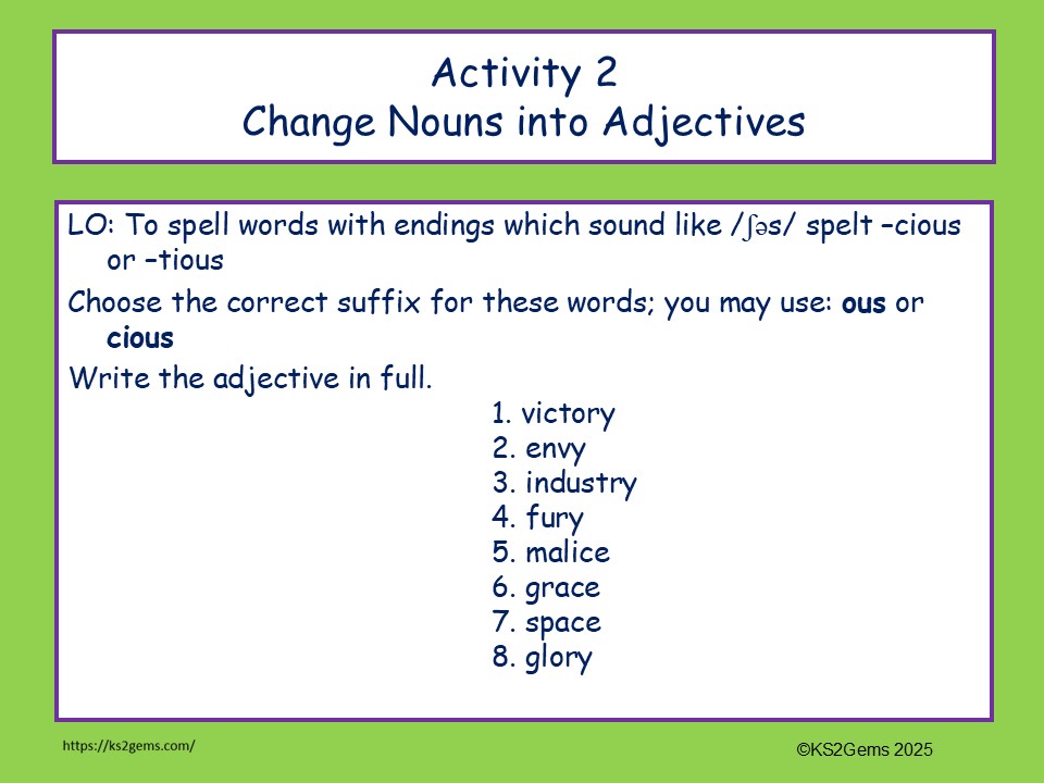 Y5 GPS Add suffixes 'cious' and 'tious' Pack