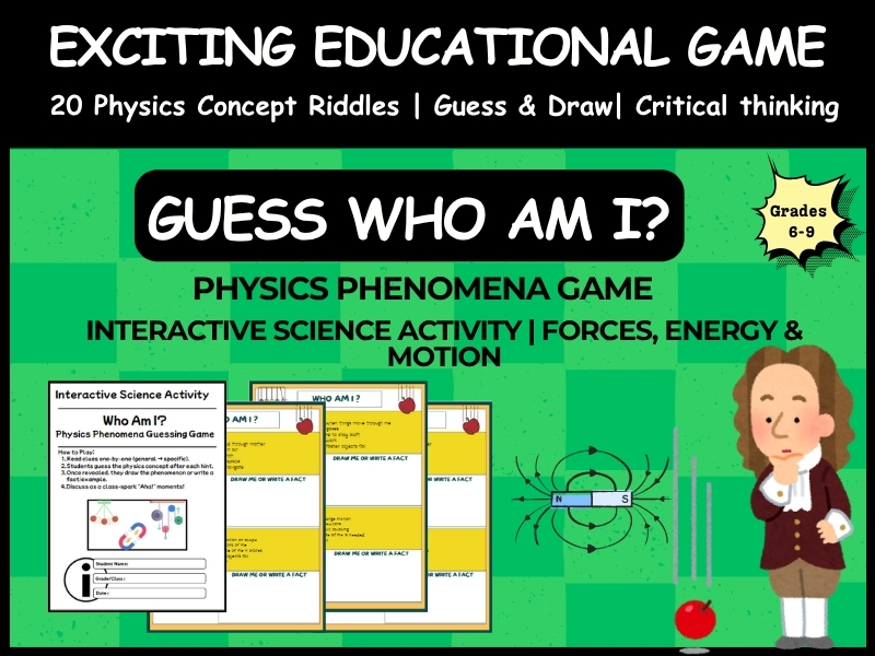 Physics Phenomena Game: "Who Am I?" Interactive Science Activity | Forces, Energy & Motion