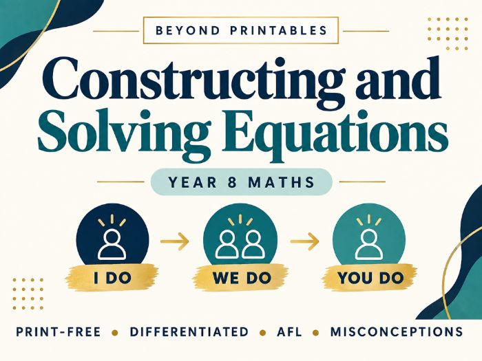 Constructing and Solving Equations | I Do, We Do, You Do | Year 8 Maths print-free LESSON