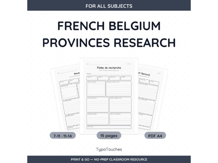 French Belgium Provinces Research | 15 pp