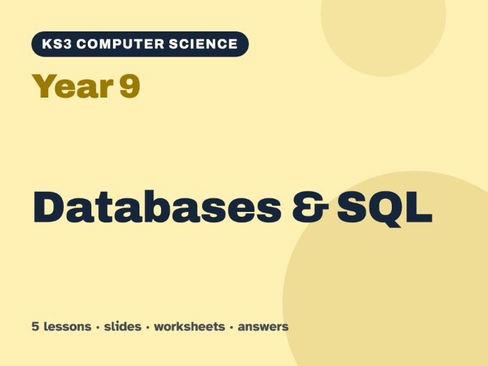 KS3 Computer Science Year 9: Databases & SQL – 5 lessons