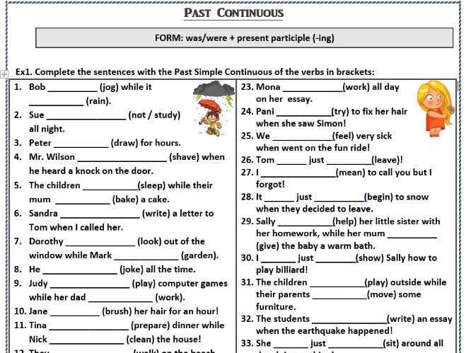 Past Continuous Tense, Affirmative, Negative and Interrogative