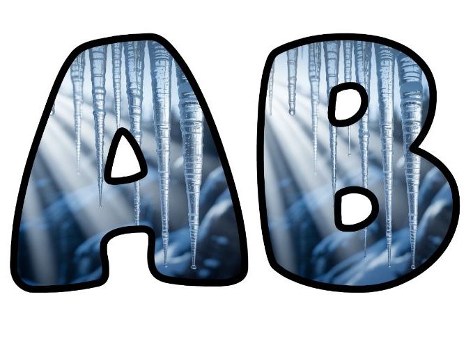Icicles Ice Frost Winter Xmas Lettering Set for Classroom Display | Upper & Lowercase, 0-9 and Signs
