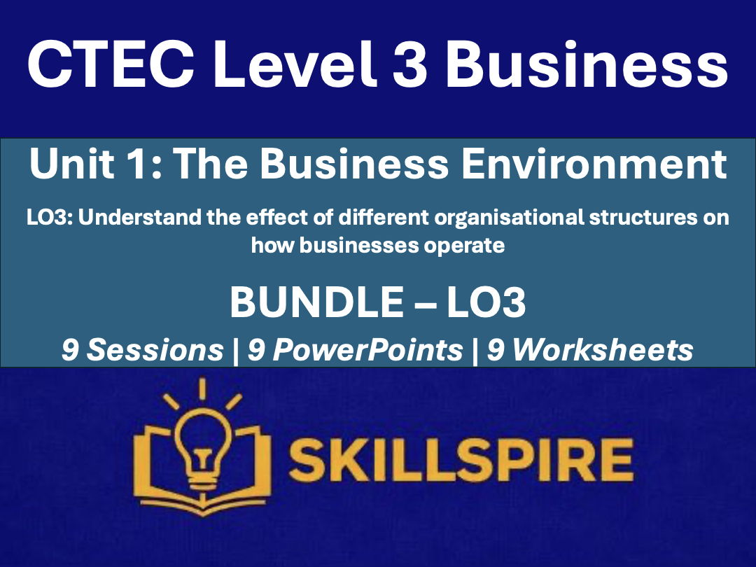 CTEC Business Level 3 – Unit 1 LO3 Complete Bundle | Presentations, Worksheets, Exam Practice