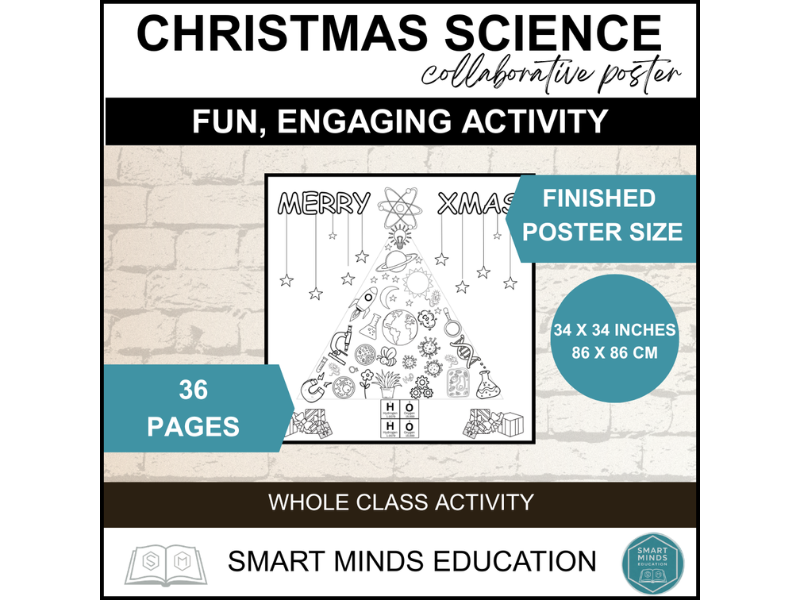 CHRISTMAS SCIENCE COLLABORATIVE POSTER - FESTIVE COLOURING ACTIVITY - CLASSROOM DECOR