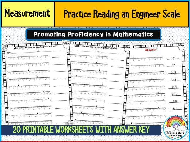 Reading an Engineer Scale Worksheets | Precision Measurement Practice