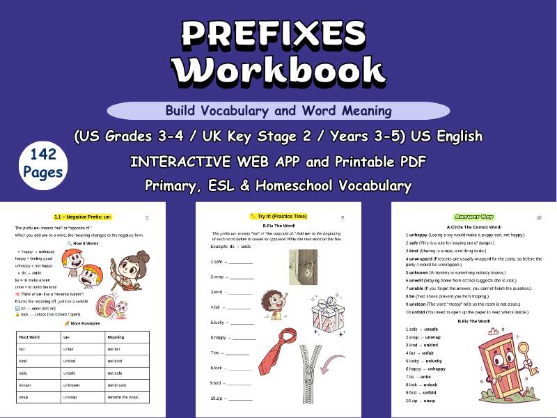 Prefixes Workbook: US Grade 3-4 / KS 2