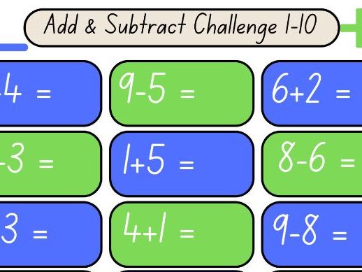 Add & Subtract Challenge 1-10