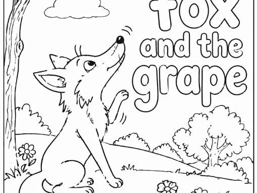 The Fox and the Grape Aesop's Fables Colouring Page