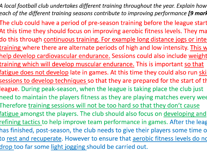 AQA GCSE PE - PHYSICAL TRAINING UNIT - POWER POINTS, EXAM Q'S, WORKSHEETS, REVISION & HW