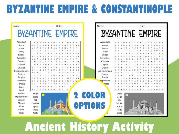 Byzantine Empire & Constantinople Word Search Puzzle | Ancient History Activity