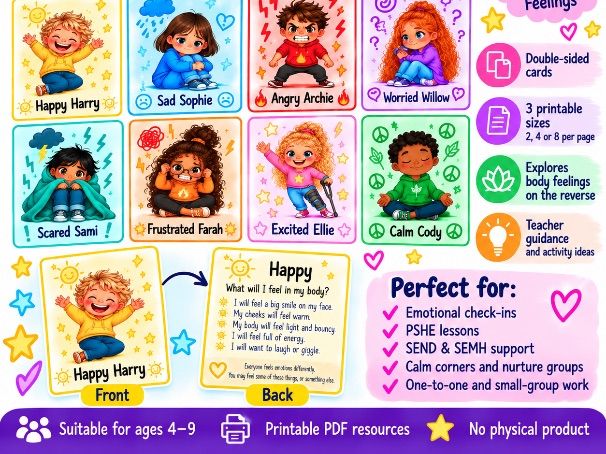 Emotion Character Cards | KS1 PSHE, SEND & SEMH
