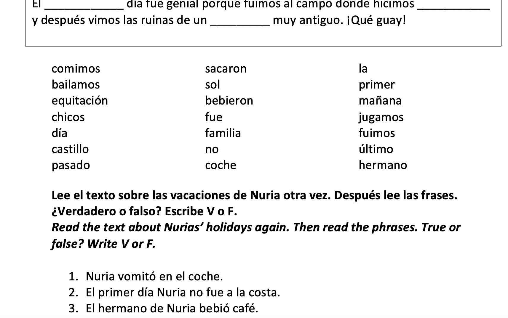 Viva 2 Module 1 Mis Vacaciones Complete Chapter | Teaching Resources