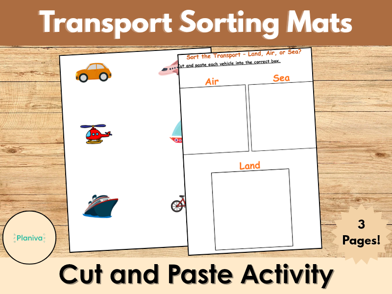 Transport Sorting Mats – Land, Air, and Sea (KS1 Sorting Activity)
