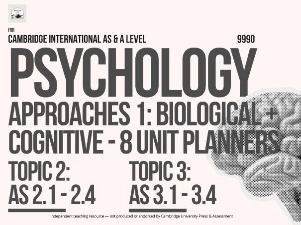 CAIE AS & A Level Psychology 9990: Biological and Cognitive Approaches - 8 Editable Unit Planners