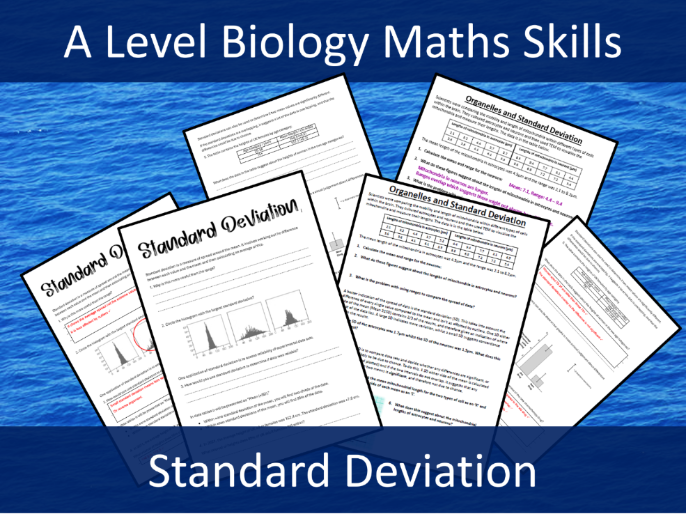 A Level Biology Maths - Standard Deviation - two worksheets and answers