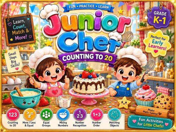 Junior Chef Counting to 20 Worksheets | Number Sense & Math Activities | Kindergarten–1st