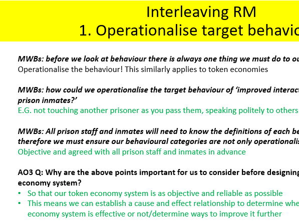 AQA Psychology behaviour modification in custody