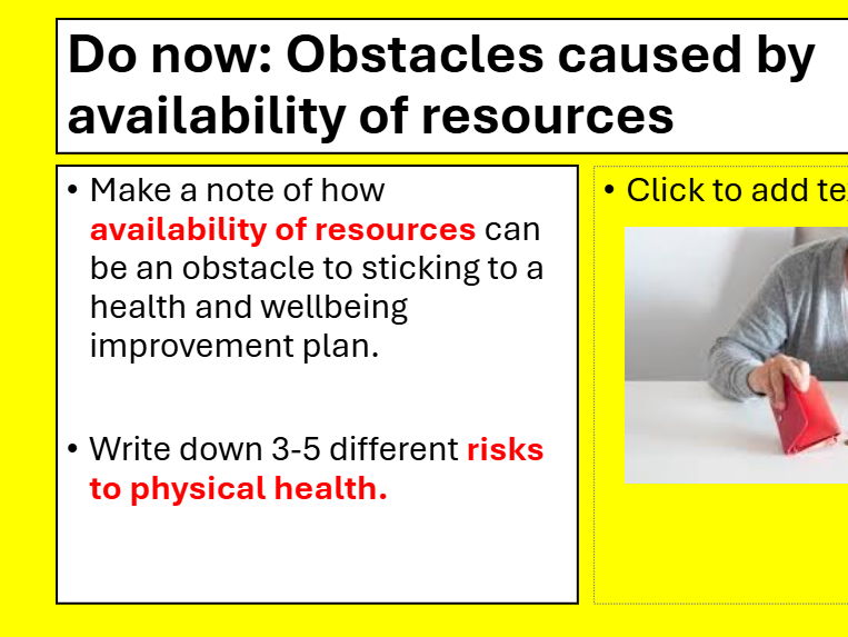 BTEC TECH AWARD Component 3 Health and Wellbeing Health & Social Care LOC LESSON10