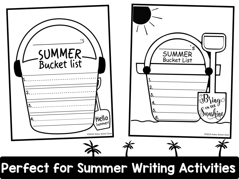 Bundle: Summer Bucket List Templates - Summer Writing Activities -