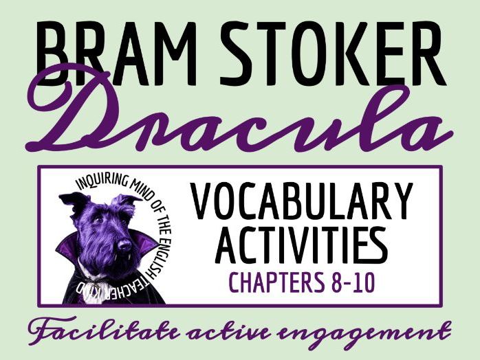 Dracula Chapters 8, 9, and 10 Vocabulary Worksheet, Crossword Puzzle, and Word Search